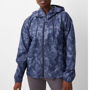 Columbia blue camo long sleeve hooded windbreaker jacket NWT